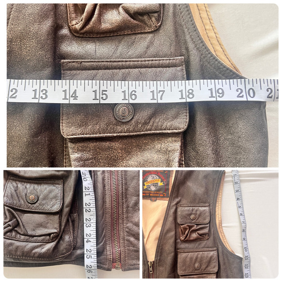 Wilson's Leather Adventure Bound Vintage Men's Brown Leather Vest Size S - Picture 6 of 6